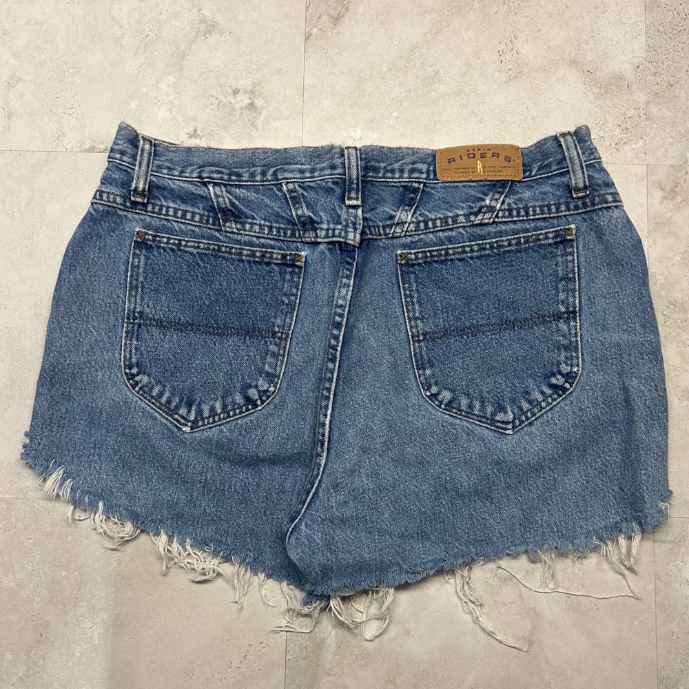 Riders by Lee Denim Cutoff Shorts Blue Womens 14 Distressed High Waisted Vintage